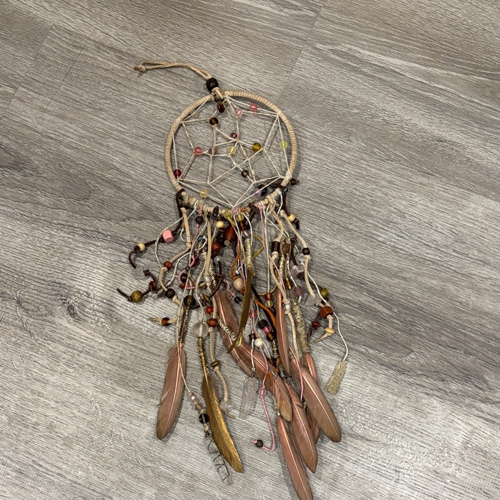 Bohemian Mini Dreamcatcher with Feathers whimsy home accent